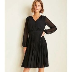 Ann Taylor Black Pleated Dress Size 6
